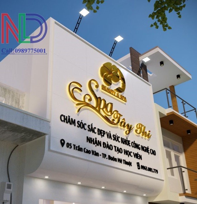 Spa và salon tóc nên chọn bảng hiệu chữ nổi inox vàng bóng hay bảng hiệu đèn led hiện đại?